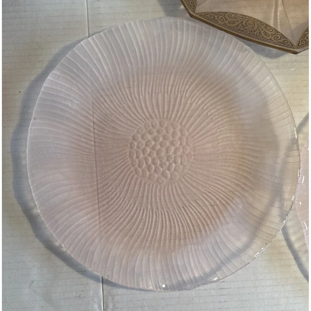 6 PC Pink Depression Glass Cake Plate 2 Sandwich Plates Sterling 2 Lg Pink Frost